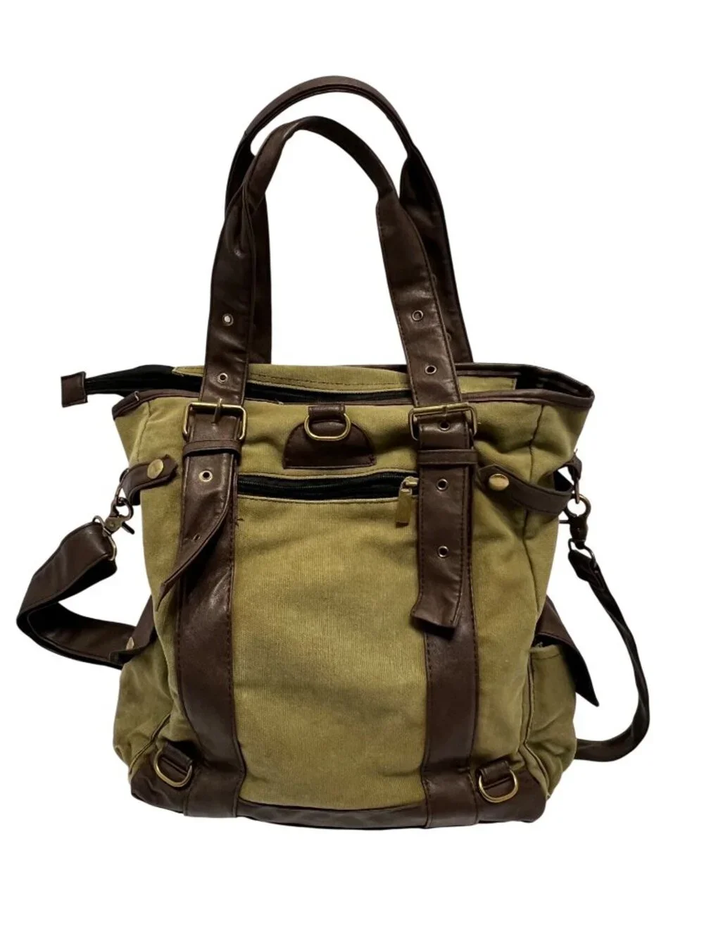 Attack On Titan Canvas Shoulder Tote Bag With Leather Straps & Anime Logo Design